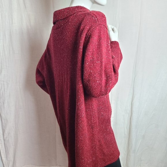 Penningtons Women's Plus Size Red Speckles Cableknit Long Sleeves Sweater - Picture 6 of 15